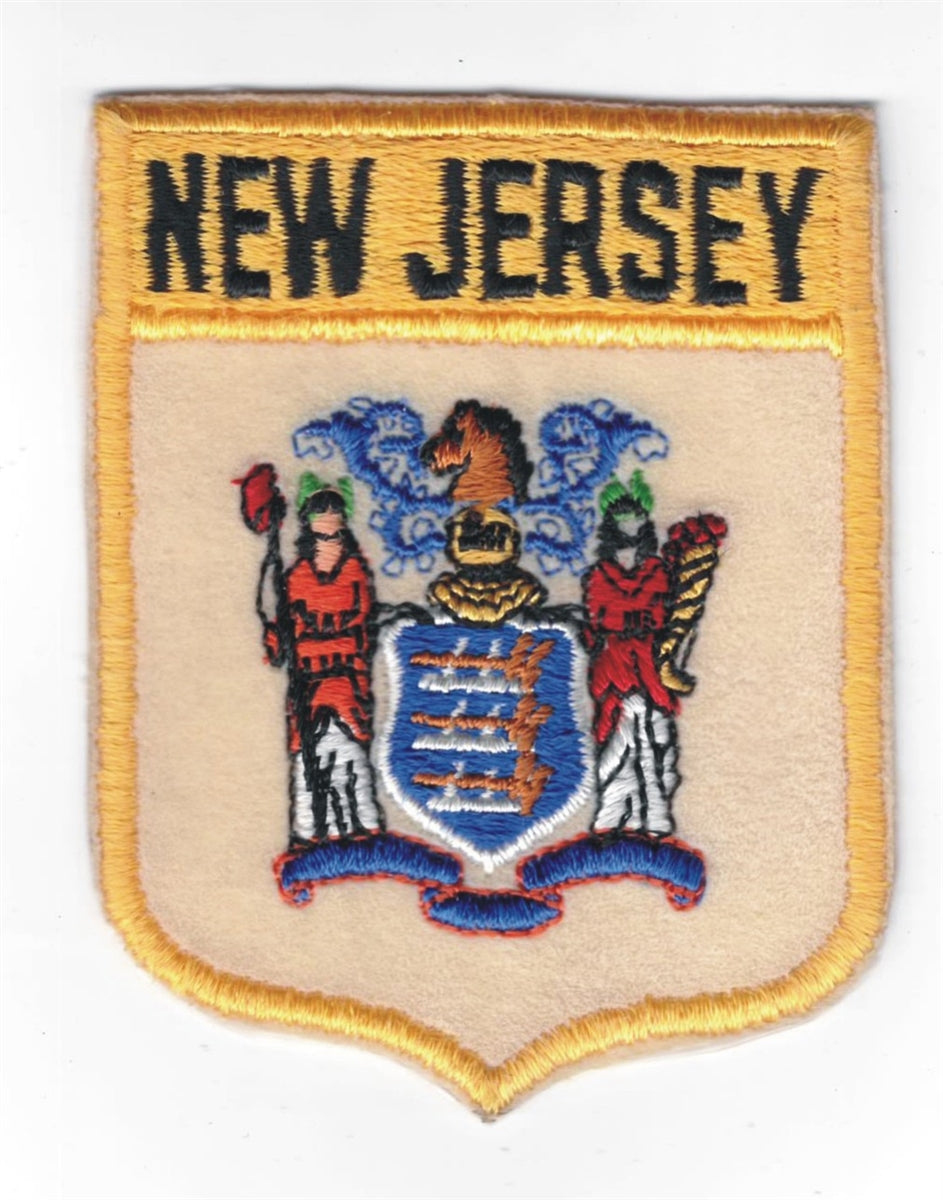 NEW JERSEY large flag shield uniform or souvenir embroidered patch, NJ