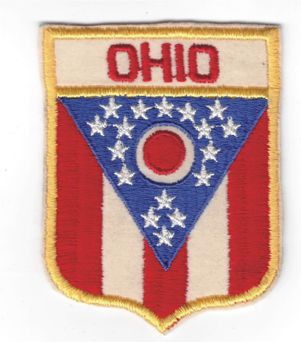 OHIO large flag shield uniform or souvenir embroidered patch, OH