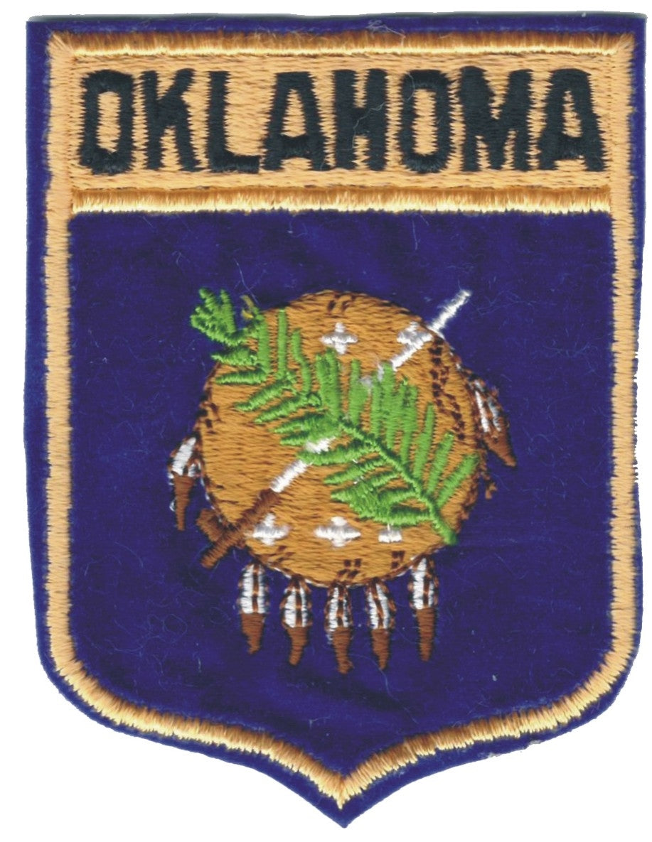 OKLAHOMA large flag shield uniform or souvenir embroidered patch, OK