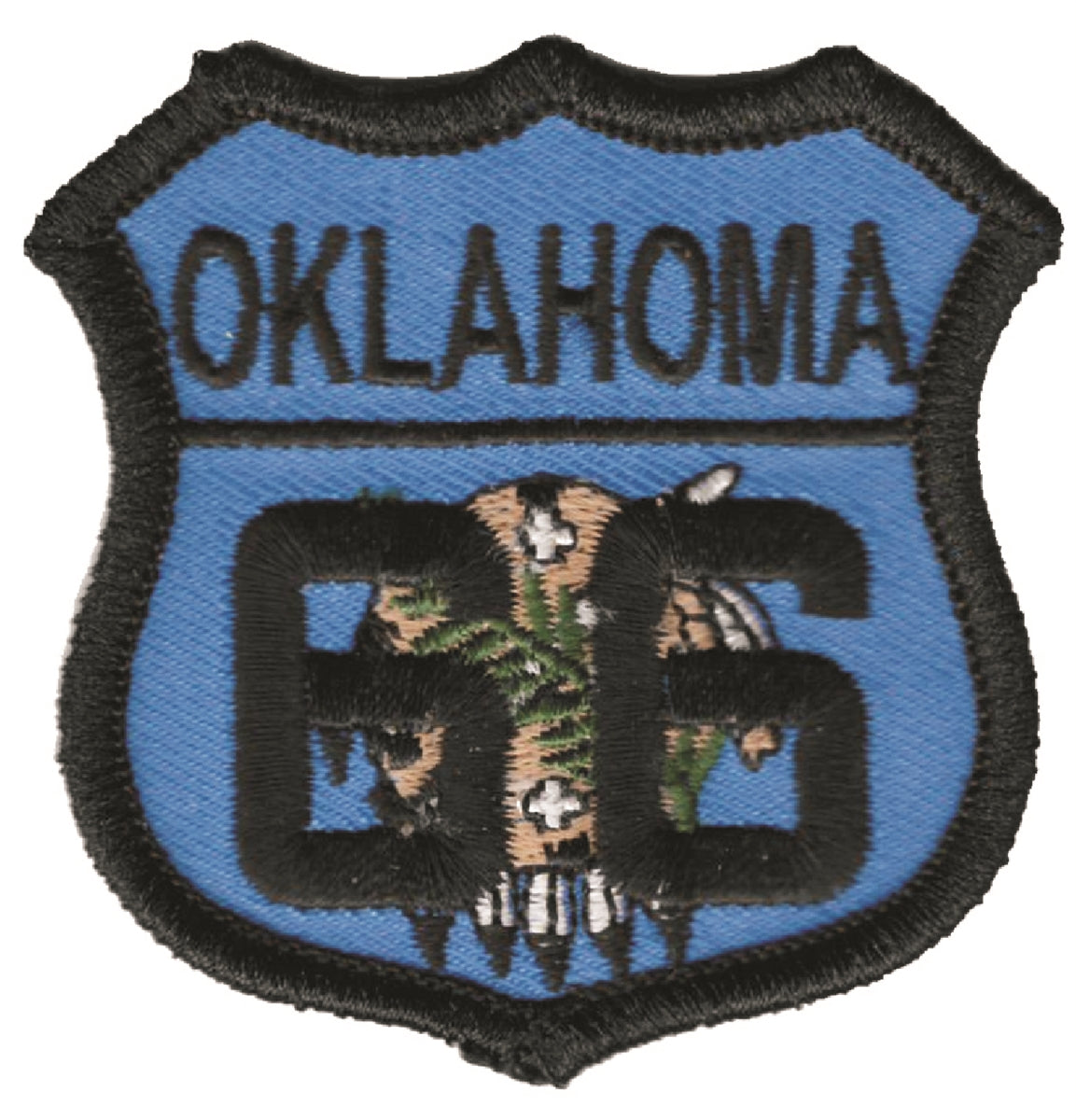 OKLAHOMA 66 flag shield embroidered souvenir patch, OK, Route 66