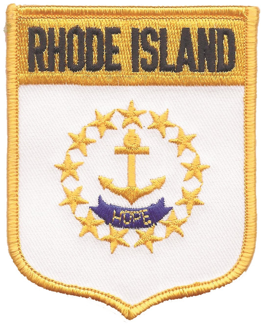 RHODE ISLAND large flag shield uniform or souvenir embroidered patch, RH