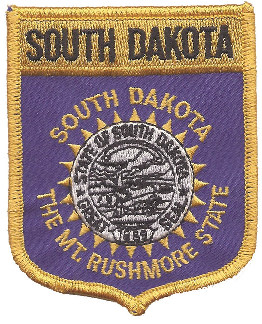 SOUTH DAKOTA large flag shield uniform or souvenir embroidered patch, SD