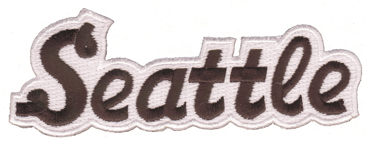 Seattle script black on white souvenir embroidered patch