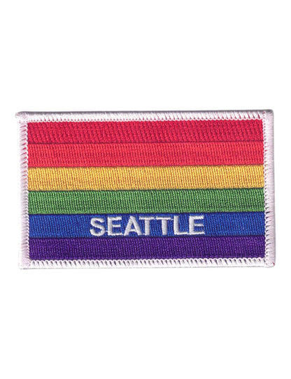 SEATTLE Rainbow Flag White Border Patch -  3399-39
