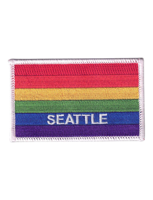 SEATTLE Rainbow Flag White Border Patch -  3399-39