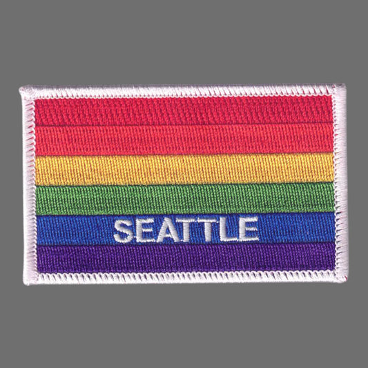 SEATTLE Rainbow Flag White Border Patch -  3399-39