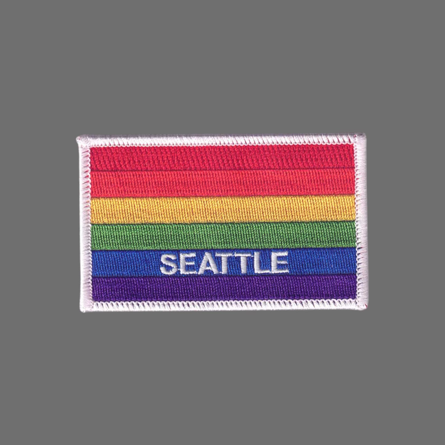 SEATTLE Rainbow Flag White Border Patch -  3399-39