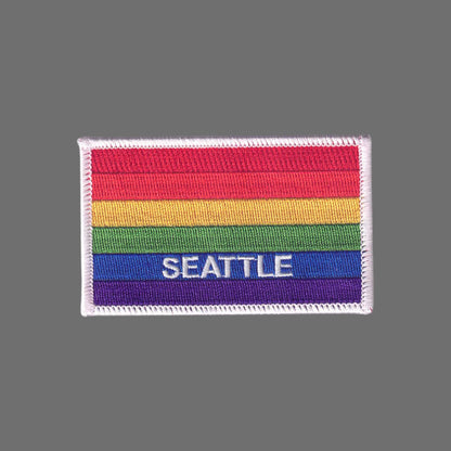 SEATTLE Rainbow Flag White Border Patch -  3399-39
