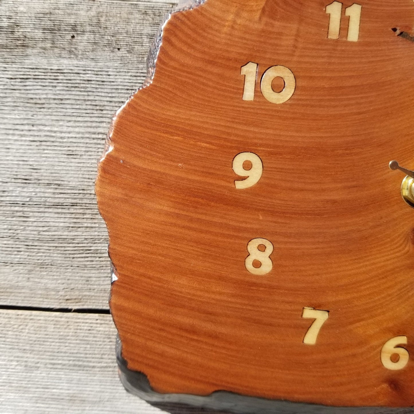 Wood Wall Clock Redwood Clock Handmade Wall Hanging Rustic Wedding Gift Burl Live Edge #559 Anniversary Small