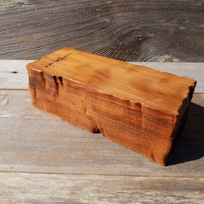 Handmade Wood Box with Redwood Tree Engraved Rustic Handmade Curly Wood #588 California Redwood Jewelry Box Storage Box