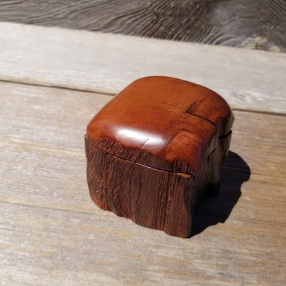 Wood Ring Box Redwood Rustic Handmade California #621 Storage Live Edge Mini Birthday Gift Christmas Gift Mother's Day Gift