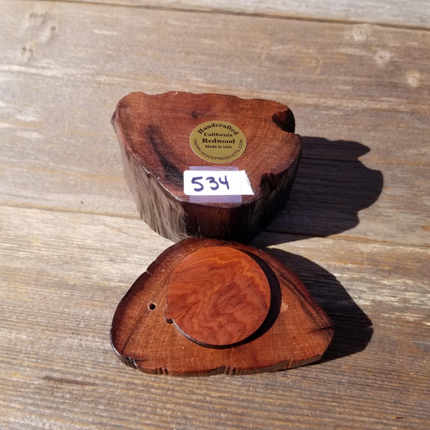 Wood Ring Box Redwood Rustic Handmade California #534 Storage Live Edge Mini Birthday Gift Christmas Gift Mother's Day Gift