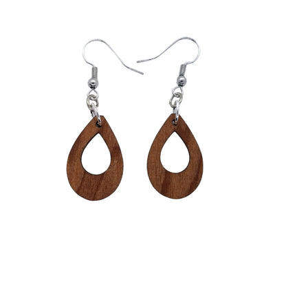 Wholesale Redwood Earrings - Cutout Teardrop Earrings - California Redwood Dangle Earrings - CA Souvenir Keepsake - Wood Earrings