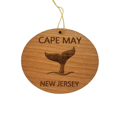 Cape May New Jersey Ornament - Handmade Wood Ornament - NJ Whale Tail Whale Watching - Christmas Ornament 3 Inch