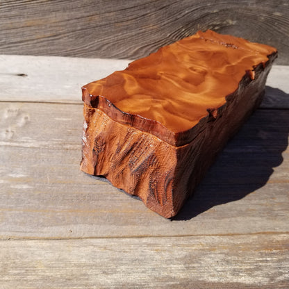 Wood Valet Box Curly Redwood Tree Engraved Rustic Handmade CA Storage #589 Handcrafted Christmas Gift Engagement Gift for Men Jewelry