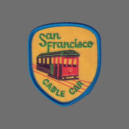 San Francisco CABLE CAR Patch Blue Border - 4006B