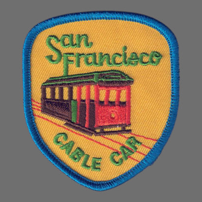 San Francisco CABLE CAR Patch Blue Border - 4006B