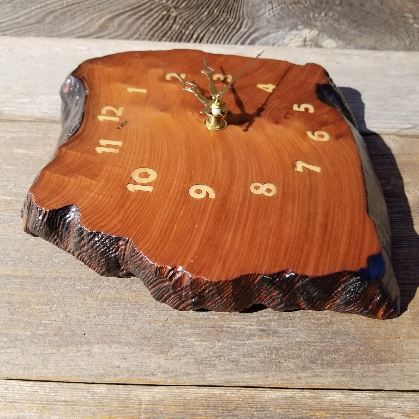 Wood Wall Clock Redwood Clock Handmade Wall Hanging Rustic Wedding Gift Burl Live Edge #559 Anniversary Small