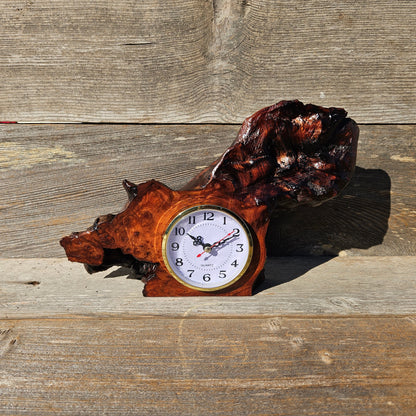 Redwood Burl Clock Table Shelf Mantle Desk Office Gifts for Men #647 Sitting Wood Christmas Gift Handmade