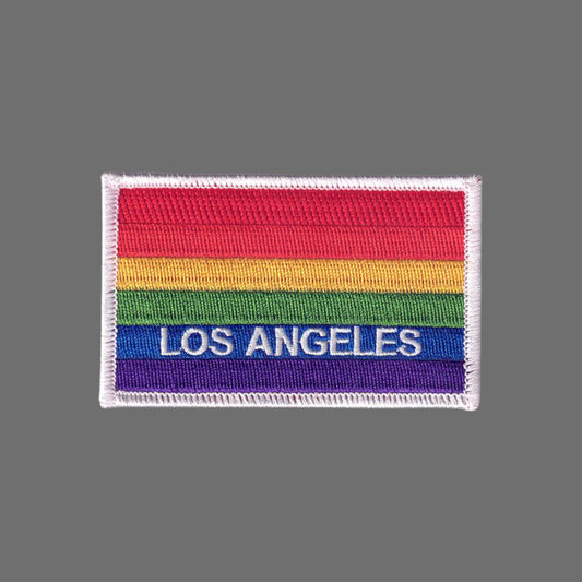 LOS ANGELES Rainbow Flag White Border Patch - 4609-39