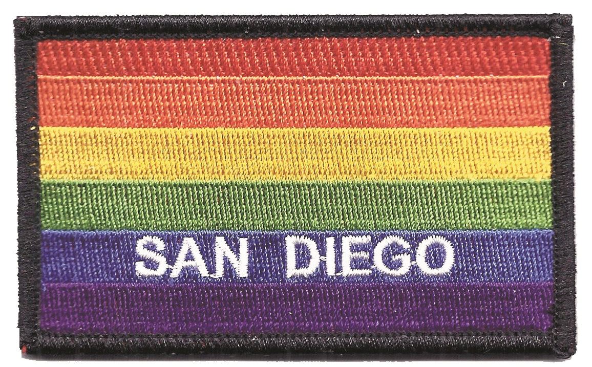 SAN DIEGO rainbow gay pride flag black border souvenir embroidered patch