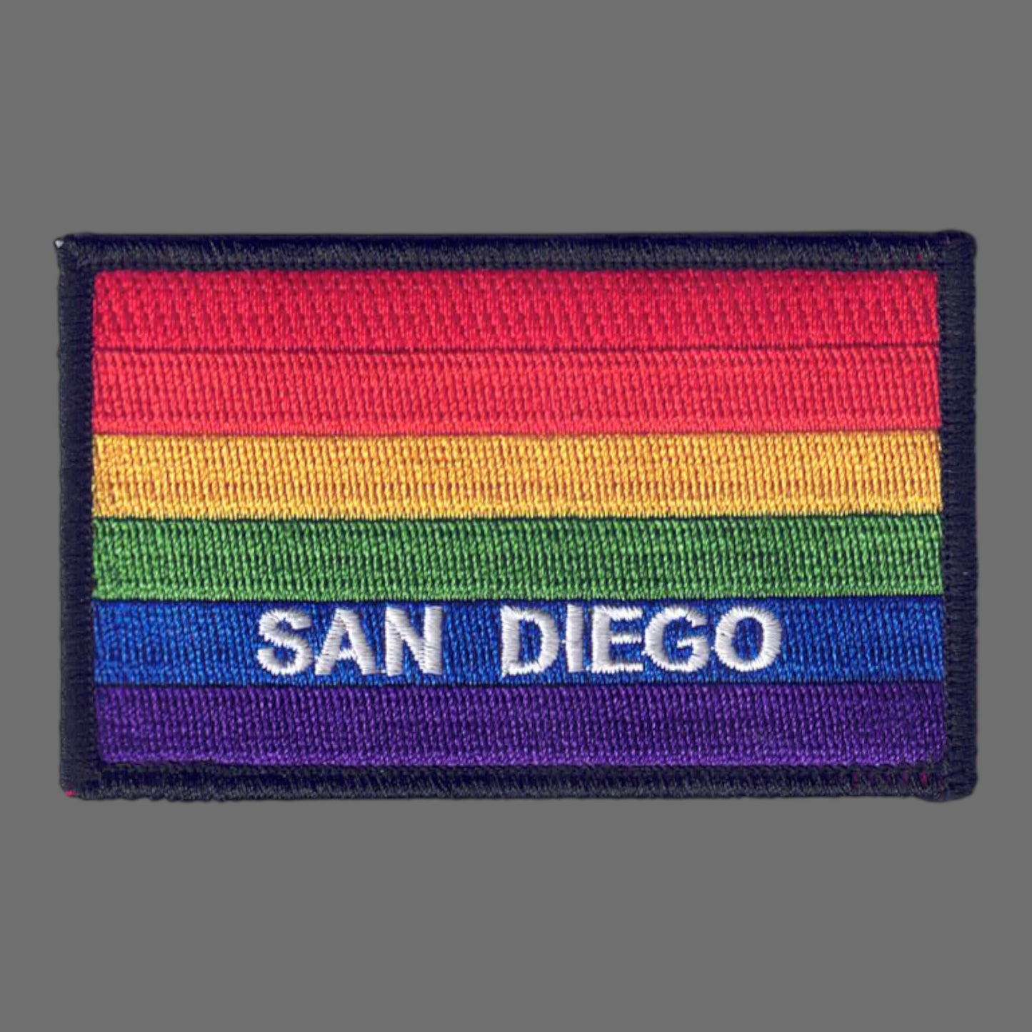 SAN DIEGO Rainbow Flag Patch Black Border- 4719-01