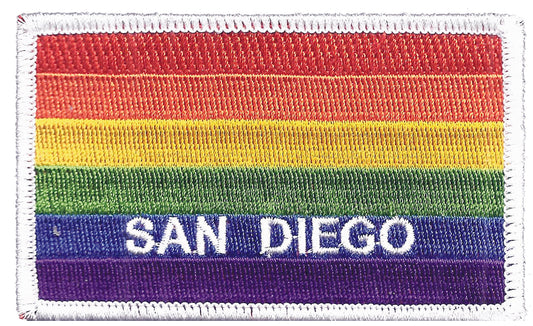 SAN DIEGO Rainbow Flag - White Border - Embroidered Iron On Patch - 4719-39