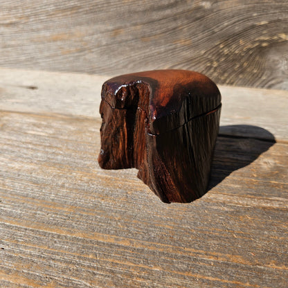 Wood Ring Box Redwood Rustic Handmade California #667 Storage Live Edge Mini Birthday Gift Christmas Gift Mother's Day Gift