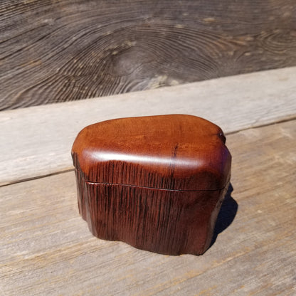 Wood Ring Box Redwood Rustic Handmade California Storage Live Edge Mini #624 Birthday Gift Christmas Gift Mother's Day Gift