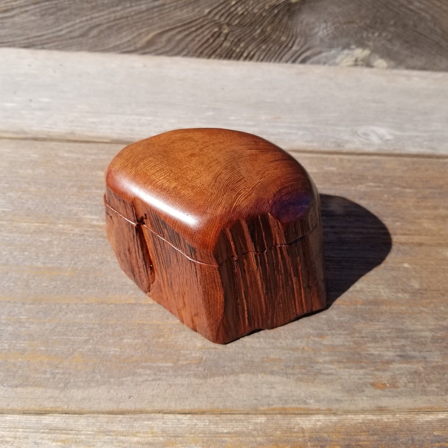 Wood Ring Box Redwood Rustic Handmade California #539 Storage Live Edge Mini Birthday Gift Christmas Gift Mother's Day Gift