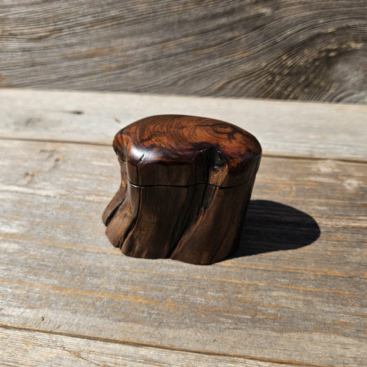 Wood Ring Box Redwood Rustic Handmade California #670 Storage Live Edge Gift