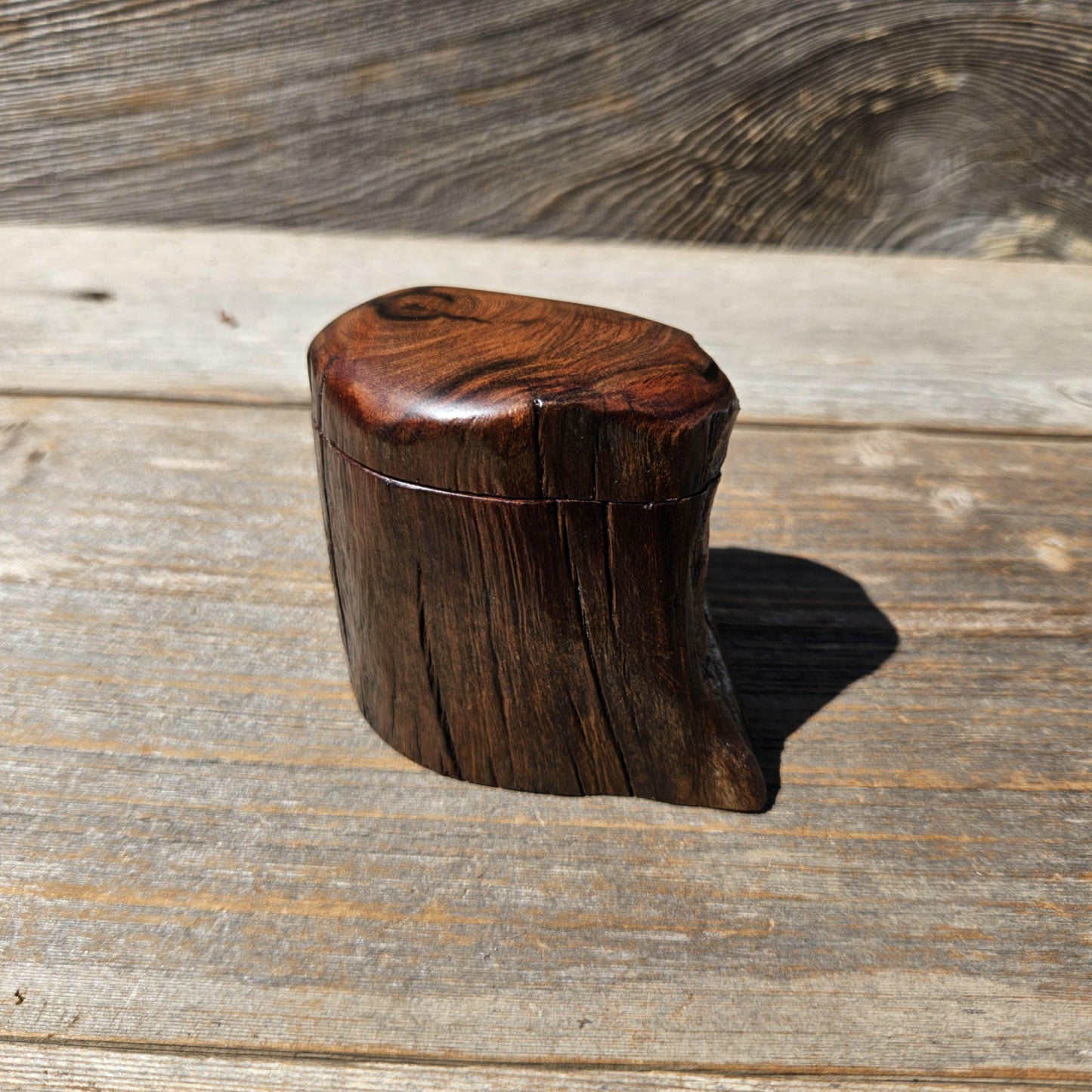 Wood Ring Box Redwood Rustic Handmade California #670 Storage Live Edge Gift
