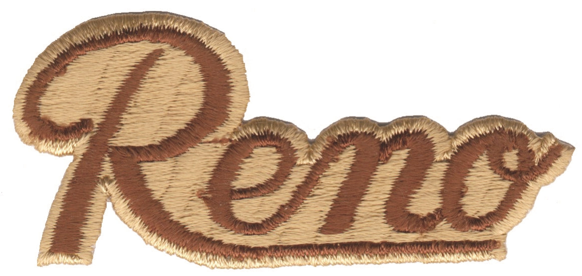 Reno script Brown on Tan souvenir embroidered patch