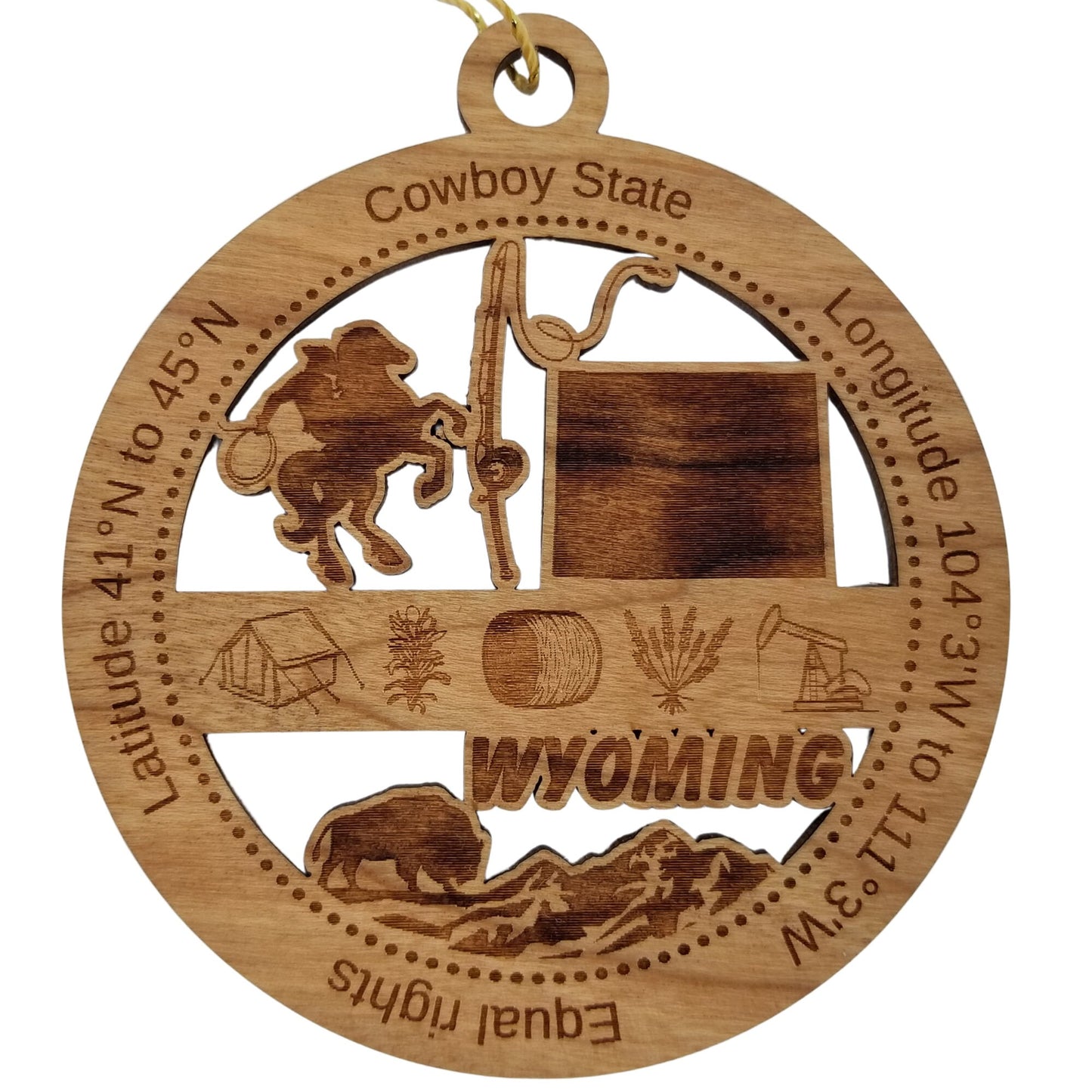 Wholesale Wyoming Wood Ornament - WY Souvenir - Handmade