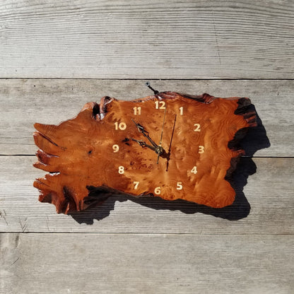 Wood Wall Clock Redwood Clock Handmade Wall Hanging Rustic Wedding Gift Burl Live Edge #553 Anniversary Small