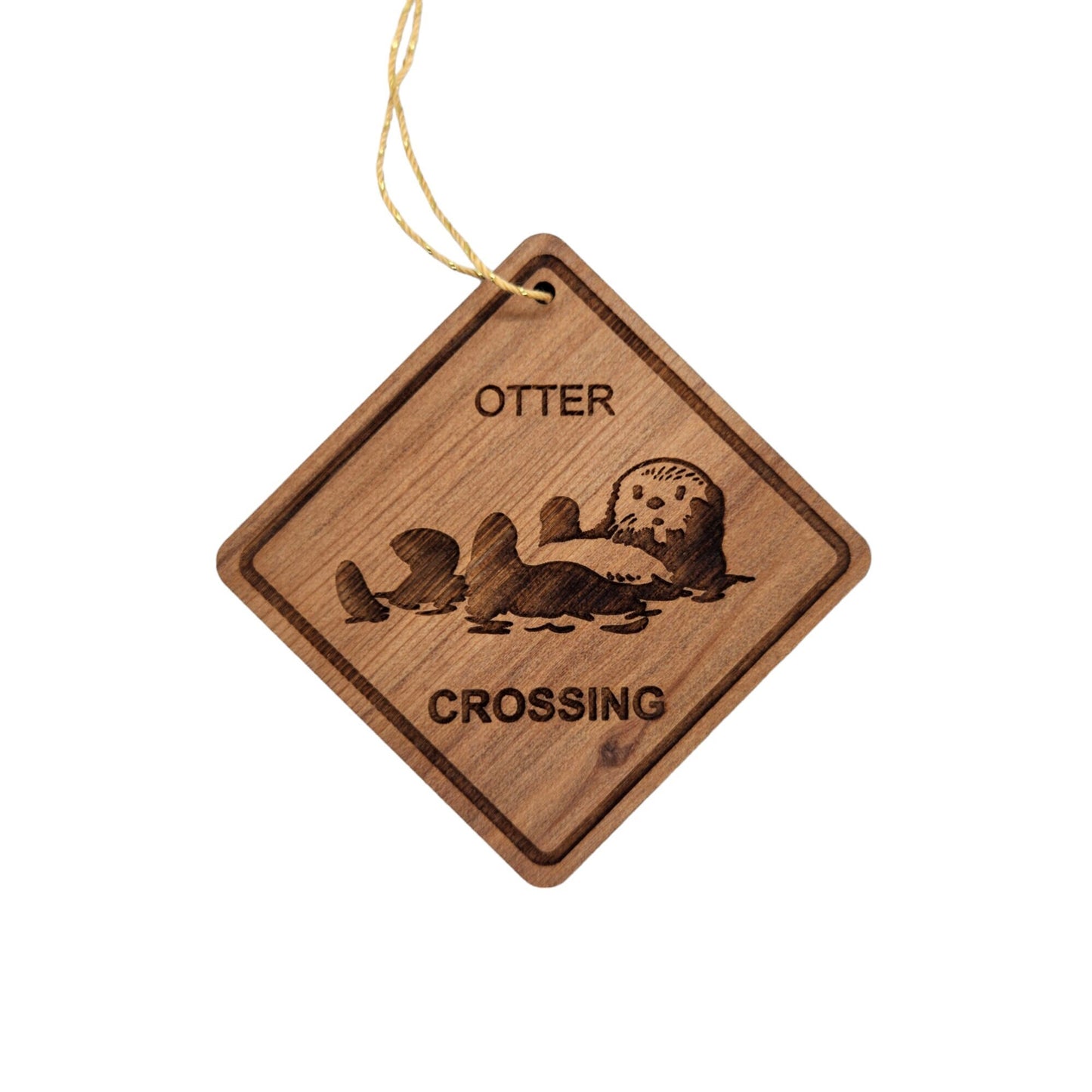 Otter Crossing Ornament - Otter Ornament - Wood Ornament Handmade in USA - Christmas Home Decor - Otter Gift Otter Lover Souvenir