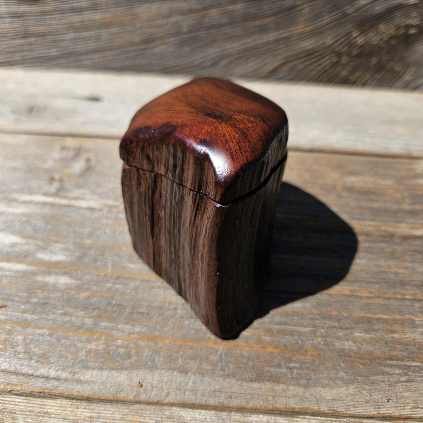 Wood Ring Box Redwood Rustic Handmade California #669 Storage Live Edge Gift