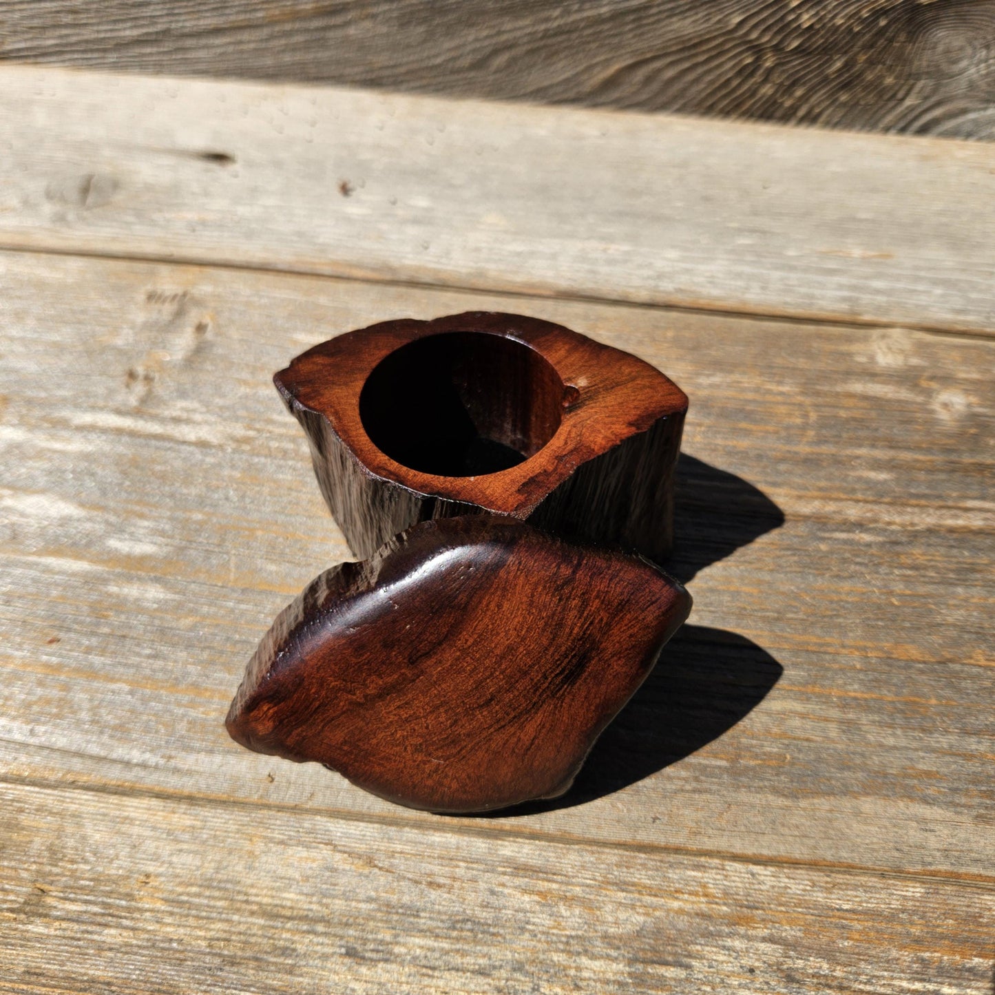 Wood Ring Box Redwood Rustic Handmade California #669 Storage Live Edge Gift