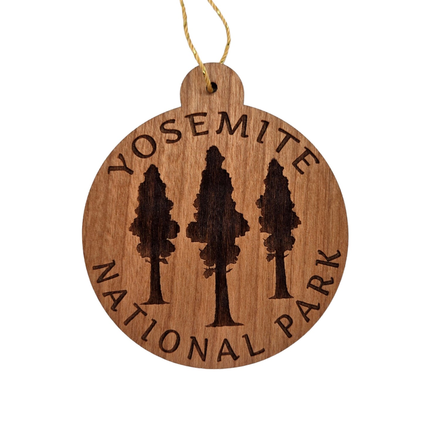 Yosemite National Park Wood Ornament California Sequoia Gigantea Giant Trees 3 Trees Handmade Souvenir Made in USA Christmas