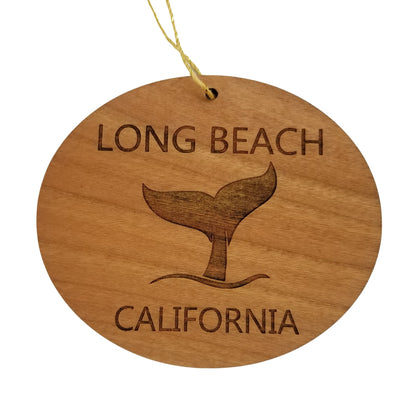 Long Beach Ornament - Handmade Wood Ornament - California Whale Tail Whale Watching - CA Christmas Ornament 3 Inch