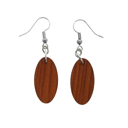 Wholesale Redwood Earrings - Oval Wood Earrings - California Redwood Dangle Earrings - CA Souvenir Keepsake