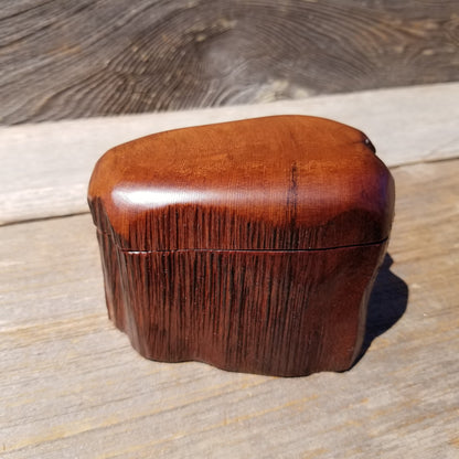 Wood Ring Box Redwood Rustic Handmade California Storage Live Edge Mini #624 Birthday Gift Christmas Gift Mother's Day Gift