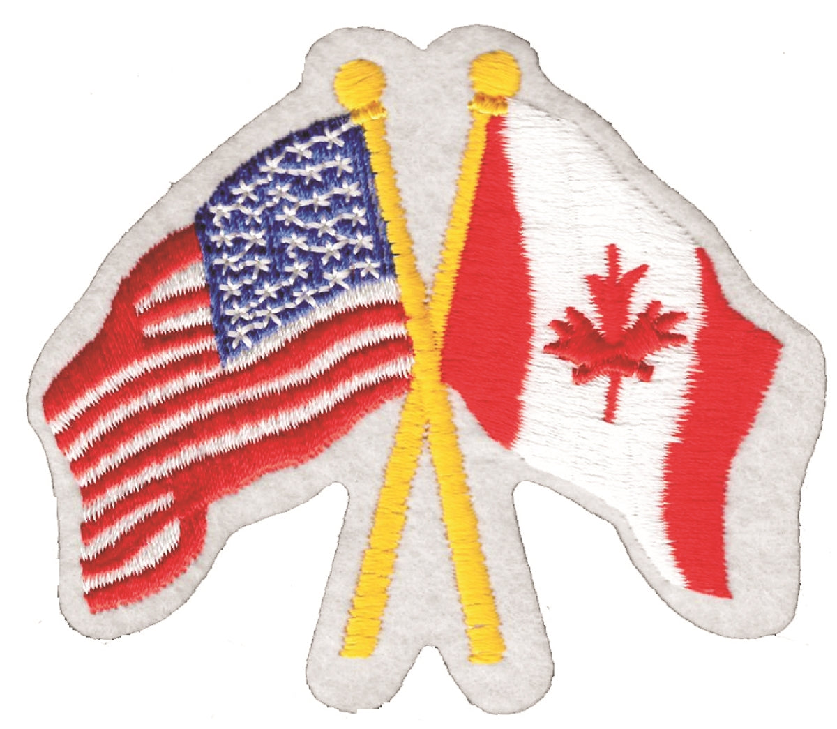 Canada crossed USA flags souvenir embroidered patch