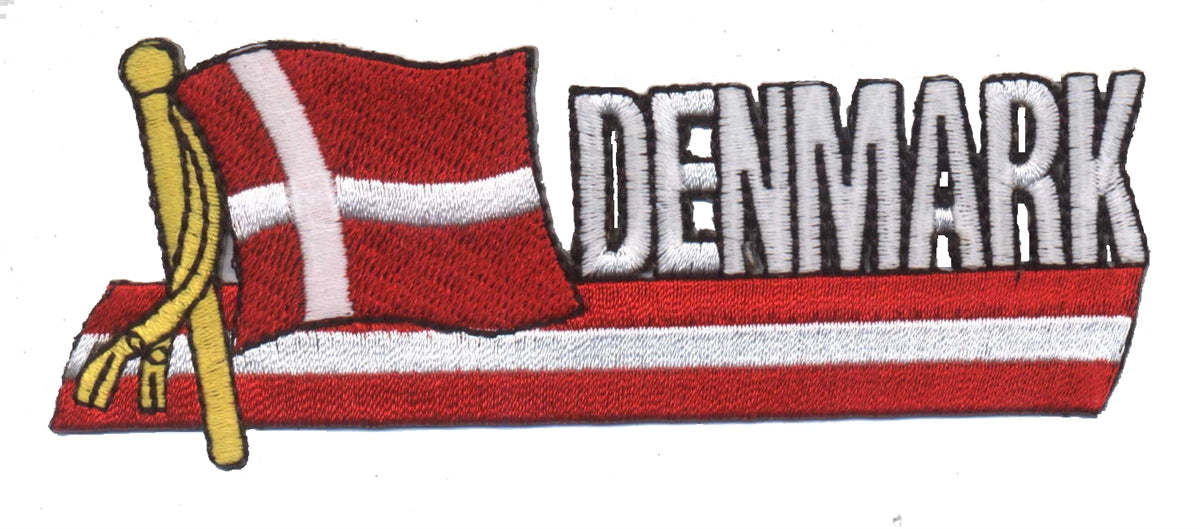 DENMARK wavy flag ribbon souvenir embroidered patch