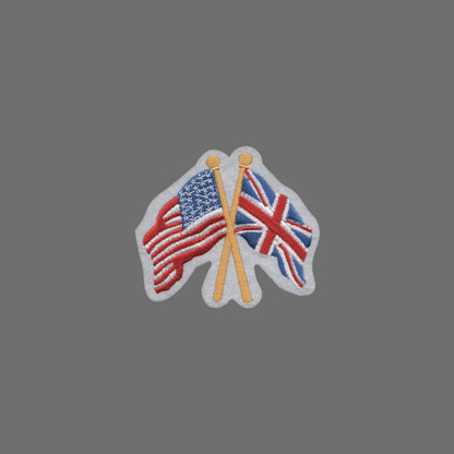 USA and Great Britain Flags Iron On Patch Crossed Flags Souvenir Badge Emblem Applique - 6225