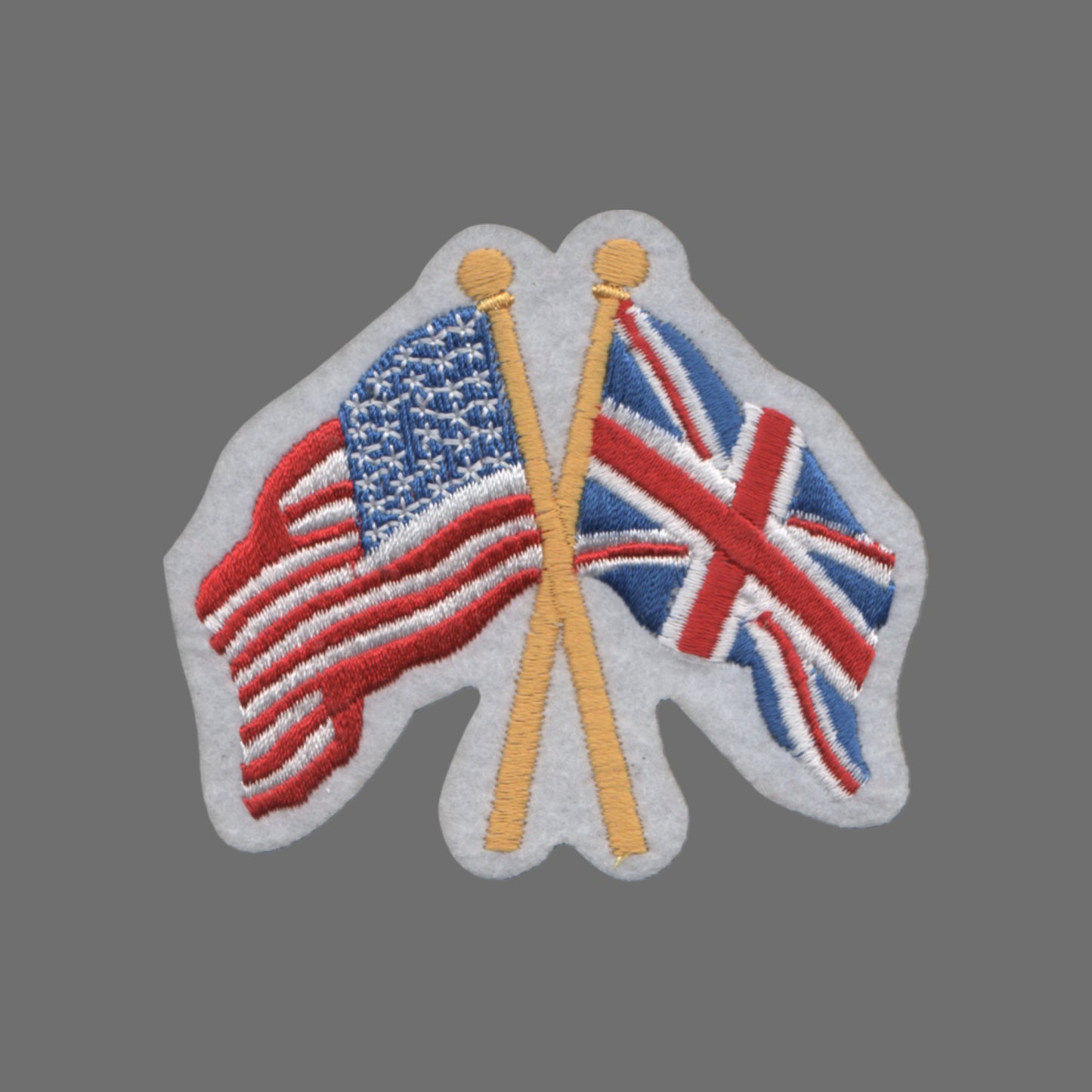 USA and Great Britain Flags Iron On Patch Crossed Flags Souvenir Badge Emblem Applique - 6225
