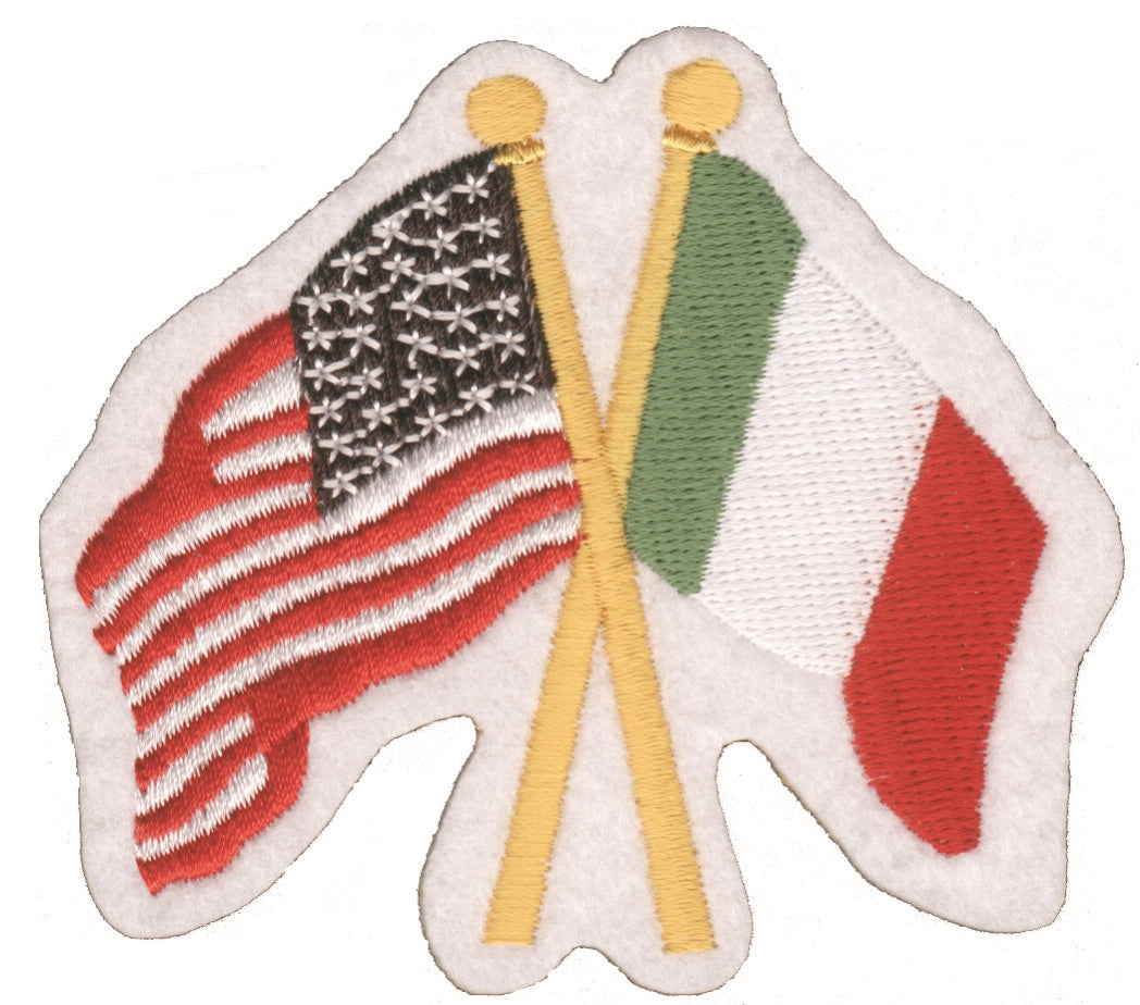 Italy & US crossed flags souvenir embroidered patch