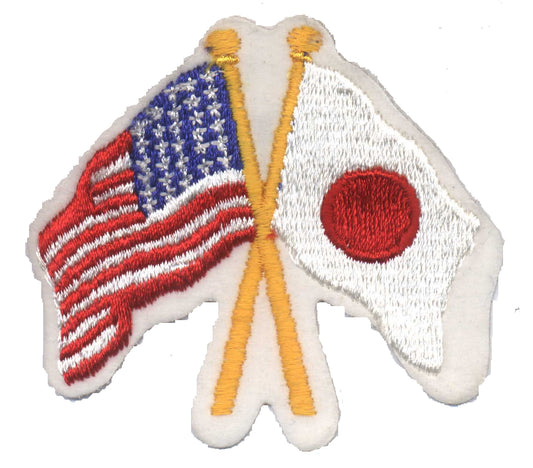 Japan crossed USA flags souvenir embroidered patch