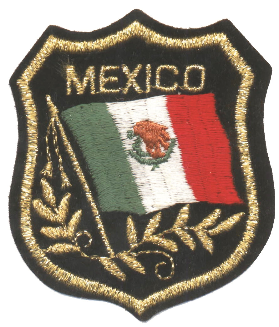 MEXICO mylar flag shield uniform or souvenir embroidered patch