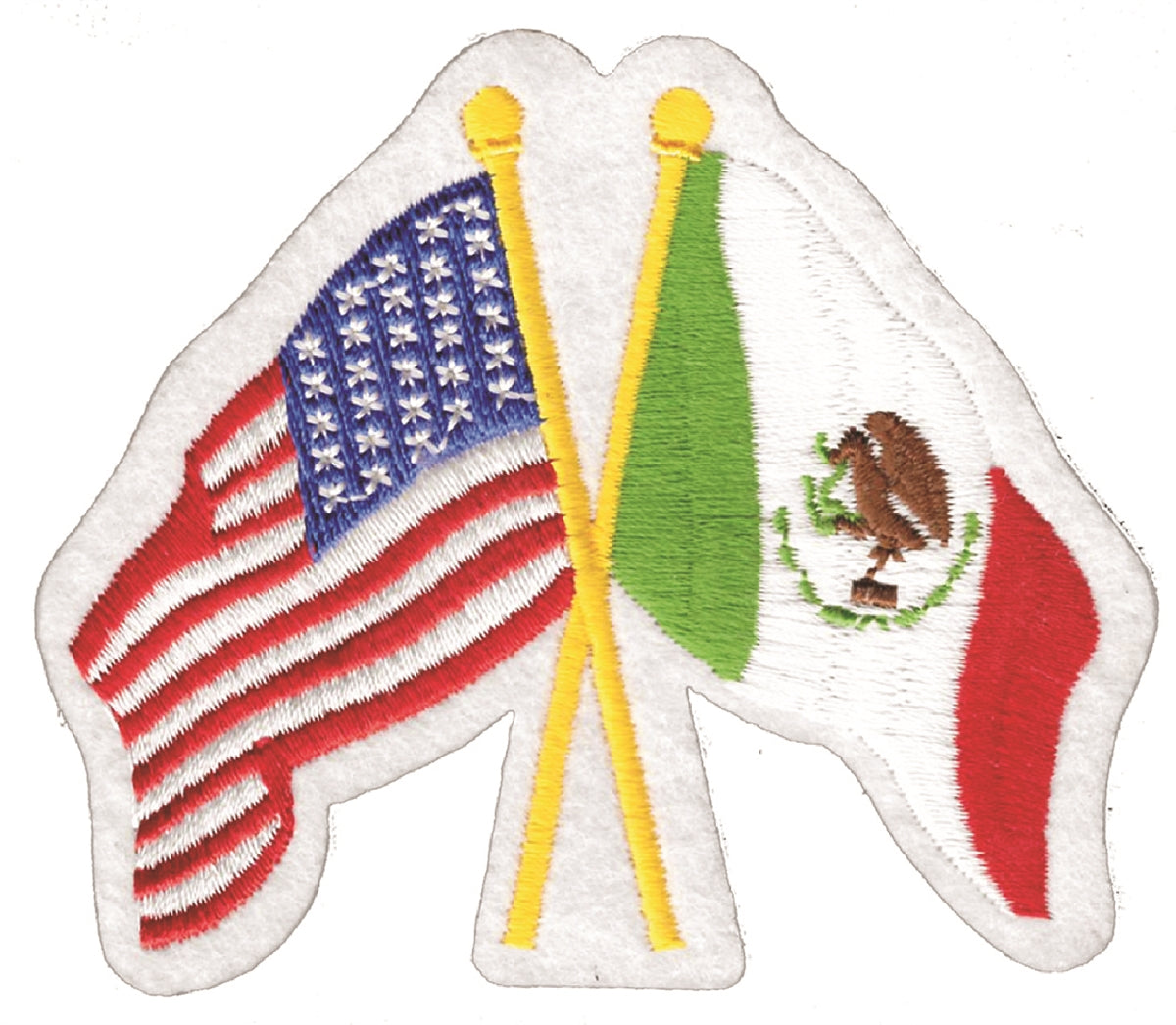 Mexico crossed USA flags souvenir embroidered patch